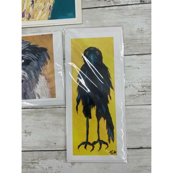Lot of 5 ART Greeting Cards Roosters Crows Dog Art by Terry MacDonald W/Envelope - Picture 6 of 12